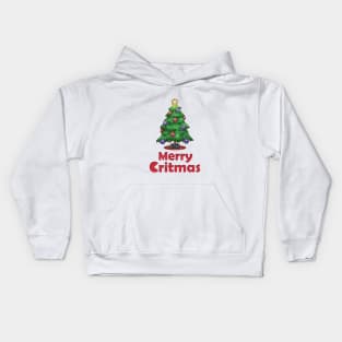 Merry Critmas D20 Dice Christmas Tree Kids Hoodie